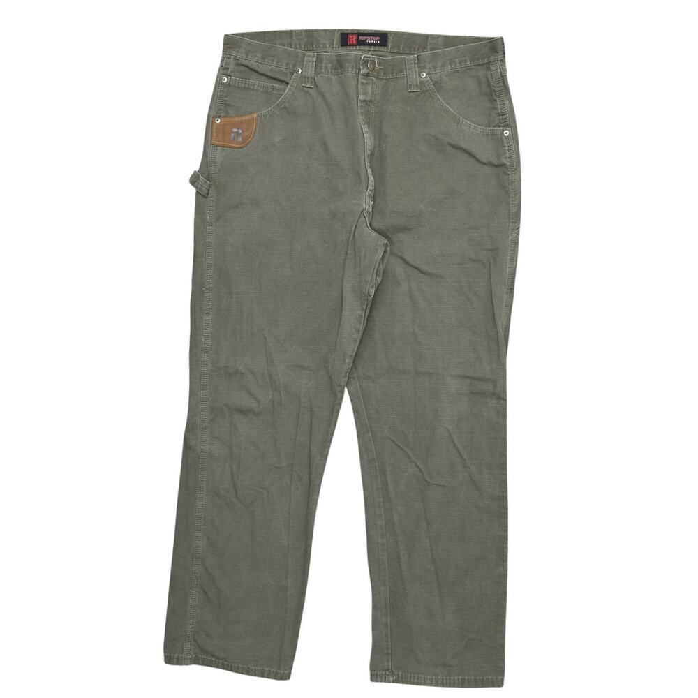 Ripstop RIGGS by Wrangler Work Green Carpenter Pants Straight Cotton Men's 38x34